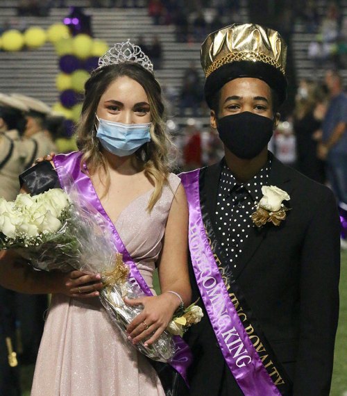 Homecoming King Caleb Benson and Queen Allison Rodrigues were crowned Friday night at halftime of the Lemoore football game.